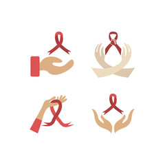 Cancer awareness red ribbon design collection