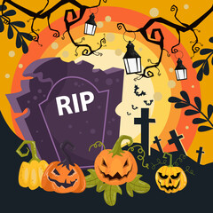 vector illustration design themed about halloween wrapped in pumkin