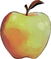 黄金のリンゴの水彩風ベクターイラスト