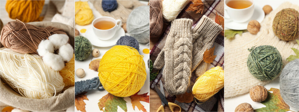 Collage of photos for concept Autumn season accessories