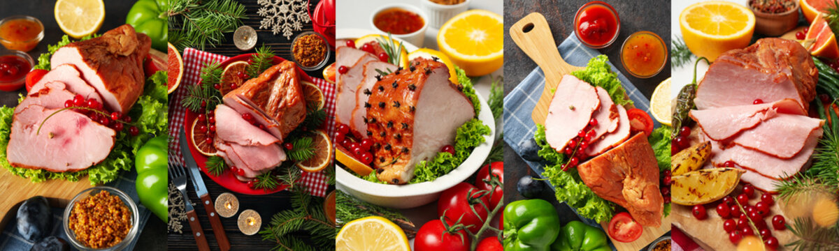 Collage of photos for concept Tasty food - Meat