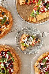 Concept of tasty food, Vegetable galette, top view