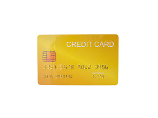 A credit card isolated on white background. Shopping concept. Cashless spending concept.