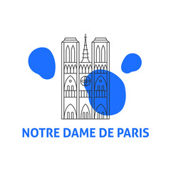 Notre Dame De Paris Line Concept. Vector Illustration of Outline Building Travel Architecture Symbol.