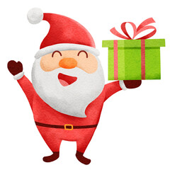 Santa claus cartoon character watercolor style