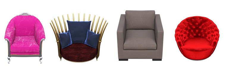 armchair isolated on white background, interior furniture, , 3D illustration, cg render
