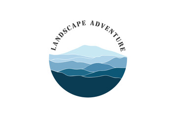 Circular Mountain Hill Landscape Panorama for Adventure Logo