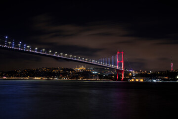 Bosphorus Bridge in Istanbul at night