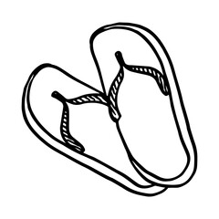 Flip flops doodle style vector illustration isolated on white background