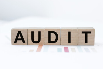 AUDIT - text written on wooden cubes,business concept