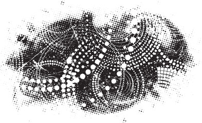 Fototapeta premium Glitch distorted geometric shape . Noise destroyed logo . Trendy defect error shapes . Glitched frame .Grunge textured . Distressed effect .Vector shapes with a halftone dots screen print texture.