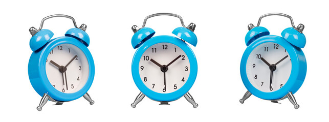 blue alarm clock isolated