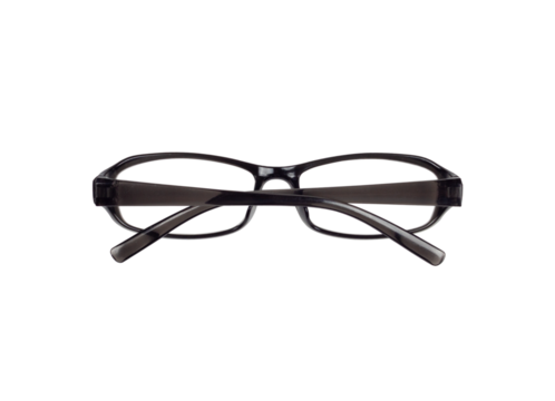 black frame glasses, concept of office work and vision problems, isolate