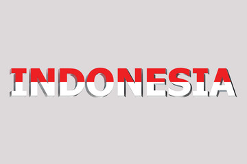 3D Flag of Indonesia on a text background.
