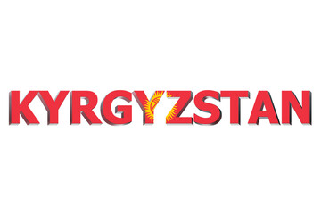 Fototapeta na wymiar 3D Flag of Kyrgyzstan on a text background.