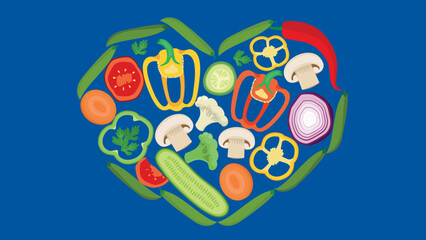 slices of vegetables laid out in the shape of a heart