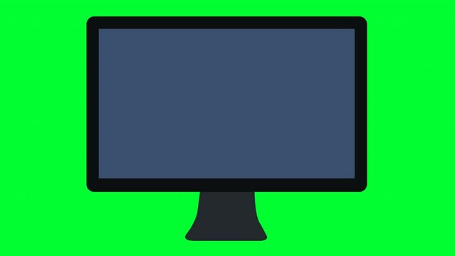 Computer Monitor on Green Screen Animation 4k. PC Modern workspace element. Internet and Tecnology Computer animation.