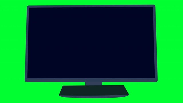 Computer Monitor on Green Screen Animation 4k. PC Modern workspace element. Internet and Tecnology Computer animation.