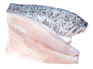 Fresh sea bass fillet sliced ready to cook, Fresh white striped bass fish on white background PNG...