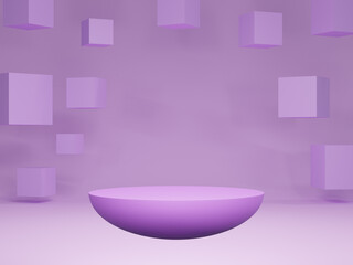 Naklejka na ściany i meble 3D purple product podium on background vector. Abstract minimal geometry pedestal violet concept. Studio stand platform. Podium purple and marketing present stage. 3D podium purple rendering vector