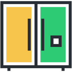 Double Door Fridge Vector Icon