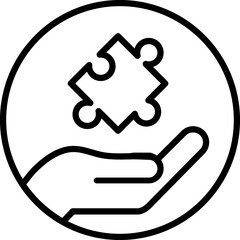 Jigsaw, puzzle line icon