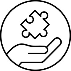 Jigsaw, puzzle line icon