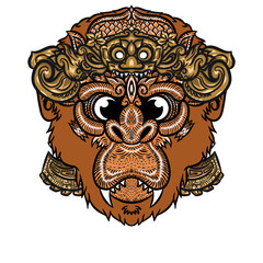 head monkey illustration for design t-shirts with ornament