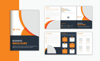 Corporate trifold A5 brochure design template, business brochure layout vector 