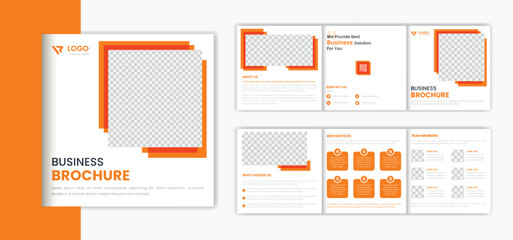 Business square trifold brochure design template, corporate brochure layout vector