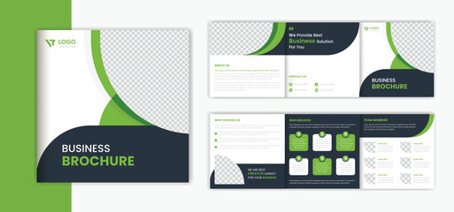 Business square trifold brochure design template, corporate brochure layout vector