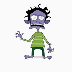 Zombie illustration. Zombie Chasing Humans. Illustration Vector Cartoon Drawing