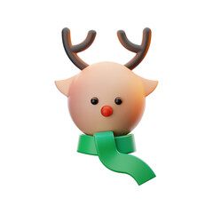 premium christmas deer icon 3d rendering on isolated background