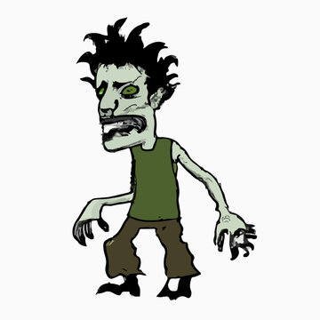 Zombie illustration. Zombie Chasing Humans. Illustration Vector Cartoon Drawing