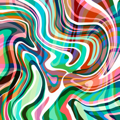 Abstract colourful psychedelic layered mosaic pattern with vivid wavy stripes Marble texture