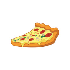 Fototapeta premium A slice of pizza vector, Food vector, pizza slice vector isolated on white background. Christmas food vector. Perfect for coloring book, textiles, icon, web, painting, books, t-shirt print.