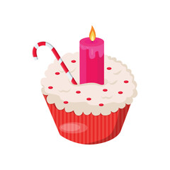 Christmas ice cream with candy cane vector isolated on white background. food vector. Xmas vector. Perfect for coloring book, textiles, icon, web, painting, books, t-shirt print.