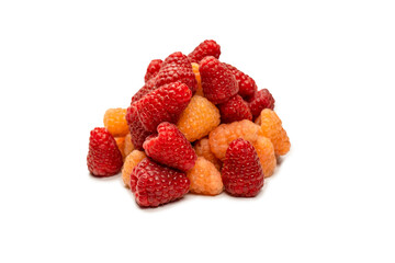 Tasty raspberries isolated on  white background.