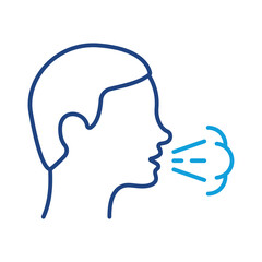 Cough Line Icon. Flu, Cold or Coronavirus Symptom. Man Coughing or Sneezing. Infectious Diseases Linear Icon. Cold, Bronchitis, tuberculosis concept. Editable stroke. Vector illustration
