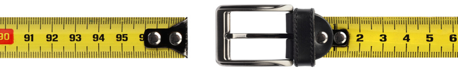 Tape measure buckle belt for slim down weight loss waist girth measurement, weight control concept