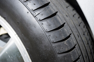 close up of car tires that have been installed in good condition