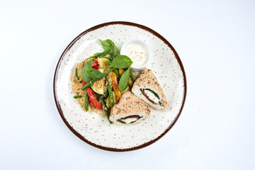 chicken stuffed cream cheese and vegetables