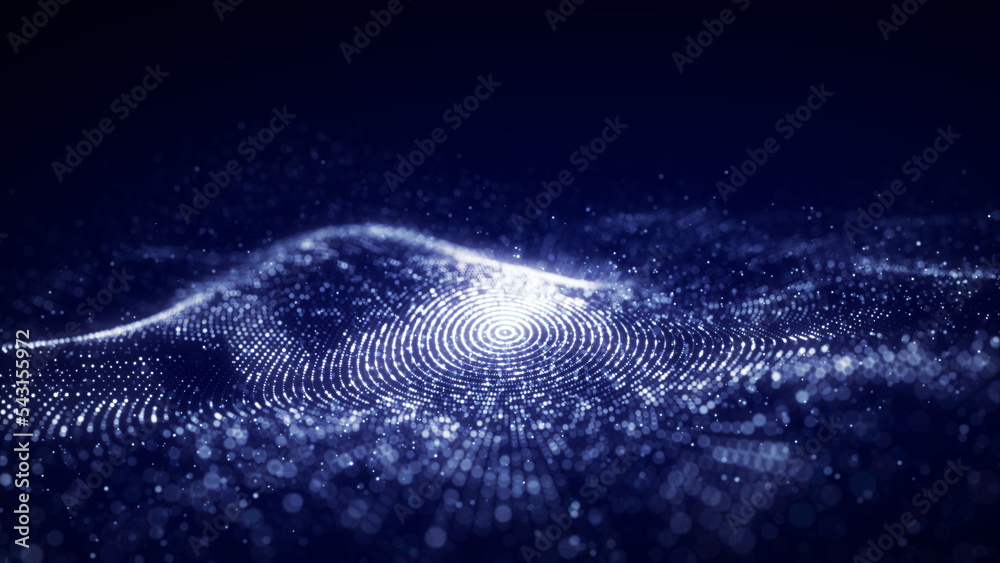Poster 3d digital circular dynamic wave. technology smart wave. seamless flow digital structure. cyber tech