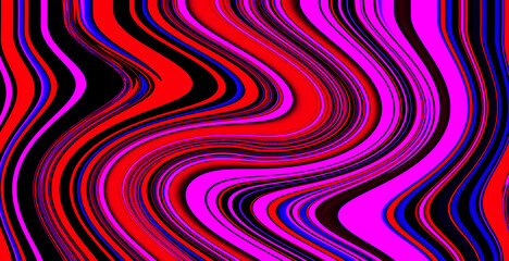Multicolor curved lines background. Shiny wavy pattern.