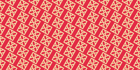 Seamless pattern with simple elements on a red background