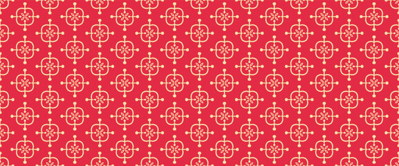 Seamless red-white background with decorative ornament.