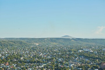 A high observation point with a view of the surrounding landscape. The natural beauty of the surrounding space.