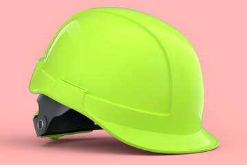 Green safety helmet or hard cap isolated on pink background