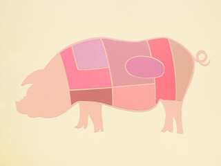 cutout picture, parts of pork meat