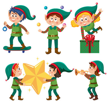 Set of elf cartoon character